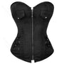 Renaissance Steampunk Overbust Corset – Ren Faire Front Zip Black Corset, Vintage Bustier Cosplay Corset