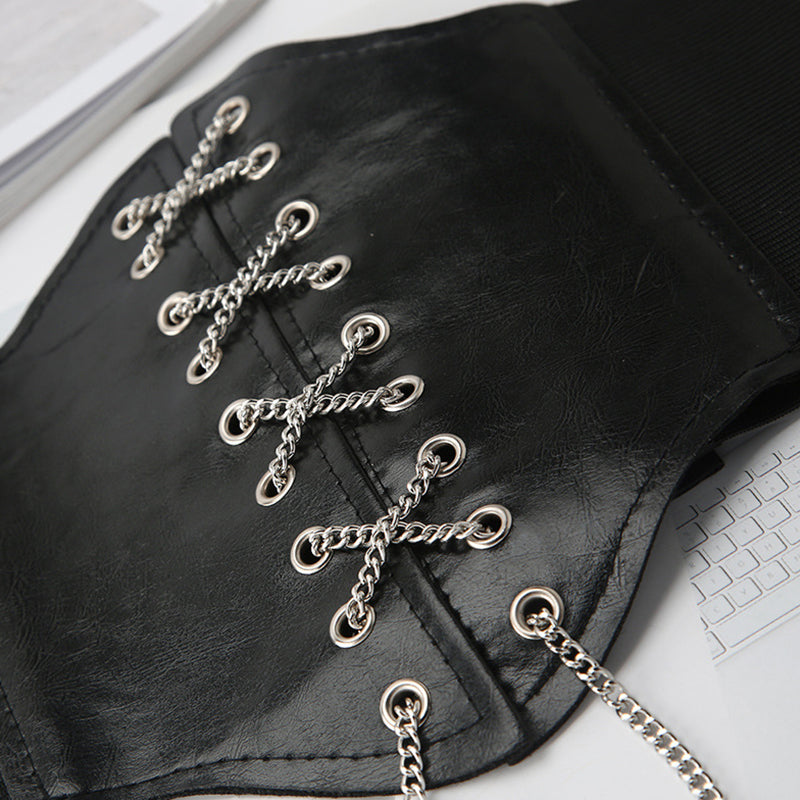 Renaissance Underbust Corset Belt, Butterfly Chain Wide Waist Corset Belt,