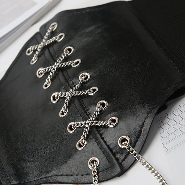Renaissance Underbust Corset Belt, Butterfly Chain Wide Waist Corset Belt,