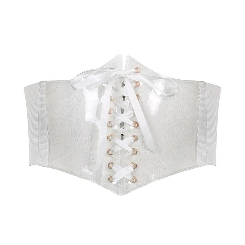 Floral Renaissance underbust Corset, Wide Waist Elastic Corset Belt,