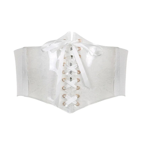 Floral Renaissance underbust Corset, Wide Waist Elastic Corset Belt,