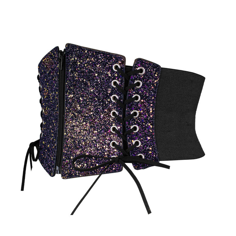 Renaissance Underbust Leather Corset, Wide Waist Elastic Corset Belt,