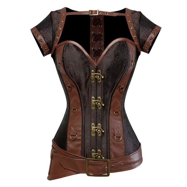 Renaissance Victorian Goth Corset, Medieval Steampunk Leather Corset, Vintage Overbust Pirate Cosplay Corset