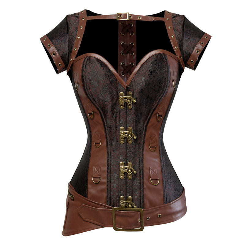 Renaissance Victorian Goth Corset, Medieval Steampunk Leather Corset, Vintage Overbust Pirate Cosplay Corset