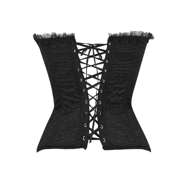 Renaissnace Overbust Black Corset, Medieval Victorian Lace Up Corset,