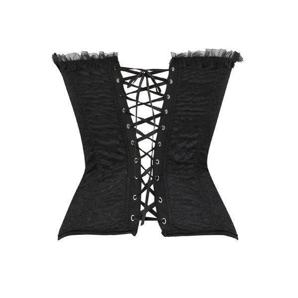 Renaissnace Overbust Black Corset, Medieval Victorian Lace Up Corset,