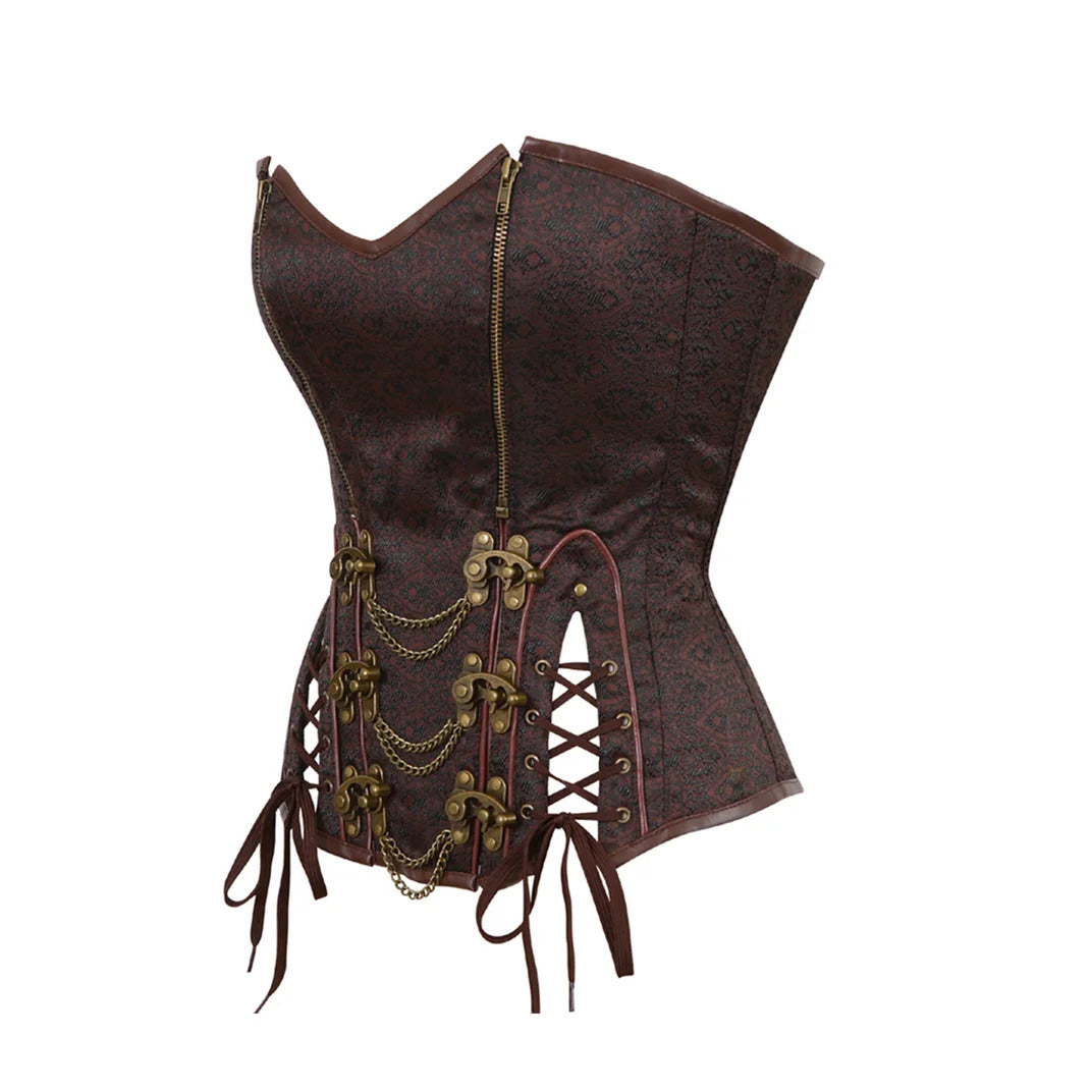 Steampunk Goth Overbust Corset, Medieval Renaissance Lace up Corset,