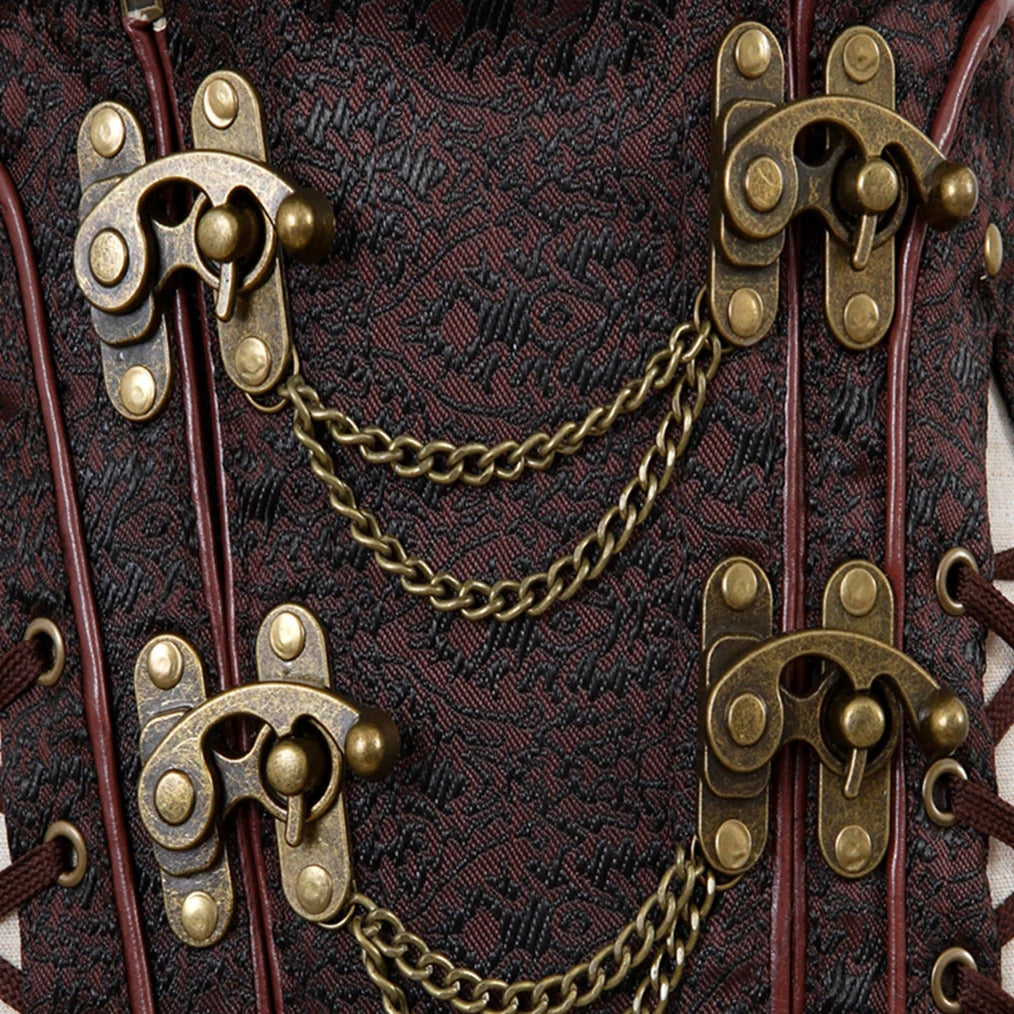 Steampunk Goth Overbust Corset, Medieval Renaissance Lace up Corset,