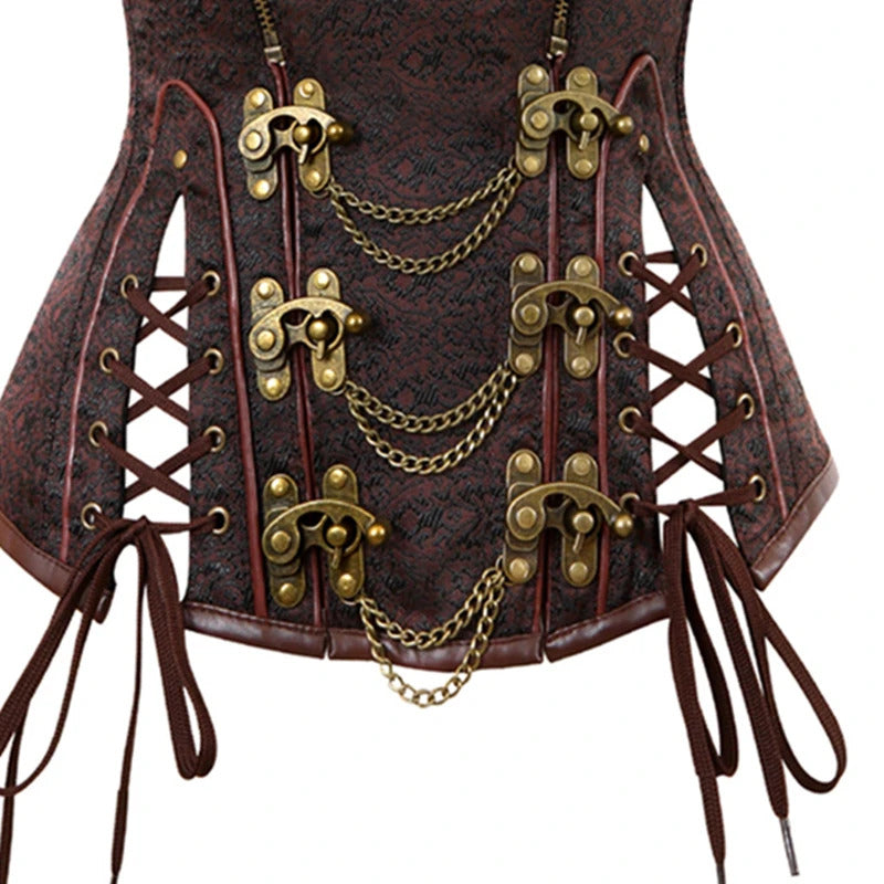 Steampunk Goth Overbust Corset, Medieval Renaissance Lace up Corset,