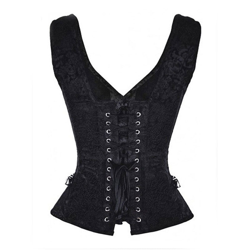 Steampunk Goth Pirate Corset, Medieval Renaissance Goth Corset, Unique Retro Black Floral Corset