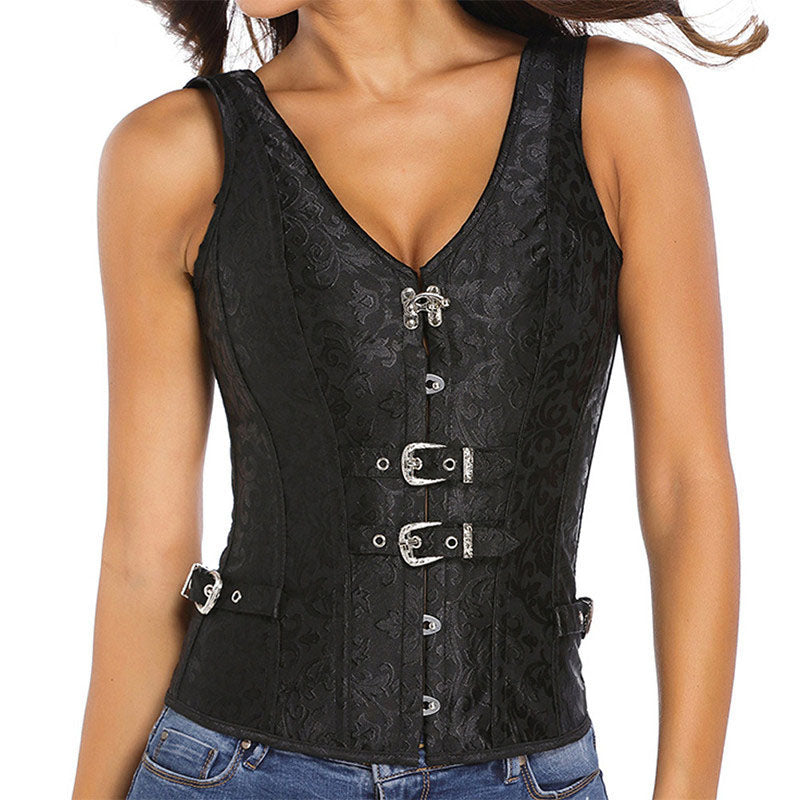 Steampunk Goth Pirate Corset, Medieval Renaissance Goth Corset, Unique Retro Black Floral Corset