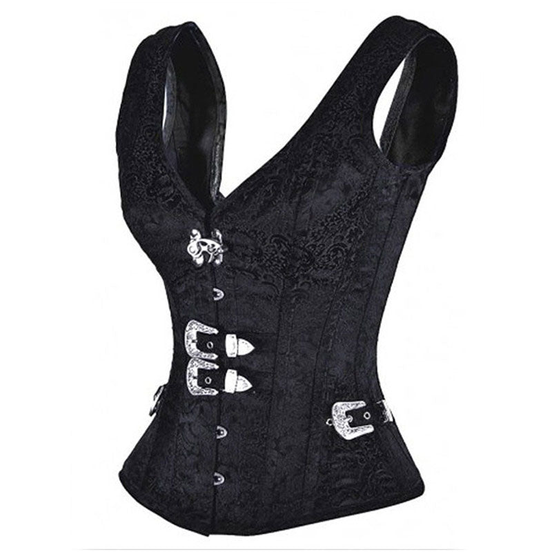 Steampunk Goth Pirate Corset, Medieval Renaissance Goth Corset, Unique Retro Black Floral Corset