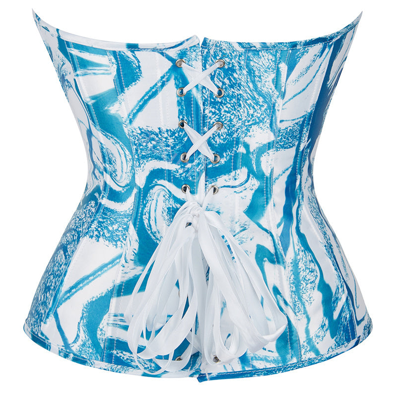 Unique Overbust Party Corset, Vintage Lace up Grafitti Print Corset,
