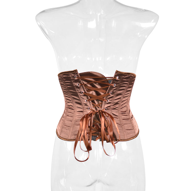 Unique Underbust Lace up Corset, Elegant Plastic Boned Waist Corset, Retro Lolita Style Body Shapper