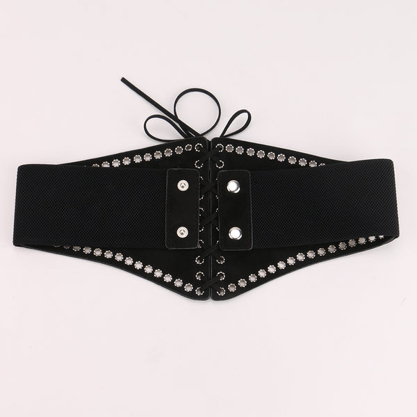 Unique Underbust Lace up Corset,Wide Waist Elastic Corset Belt,