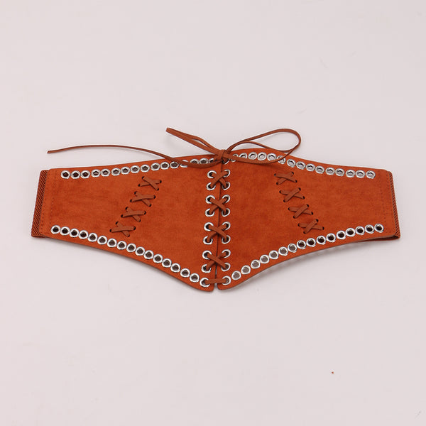 Unique Underbust Lace up Corset,Wide Waist Elastic Corset Belt,
