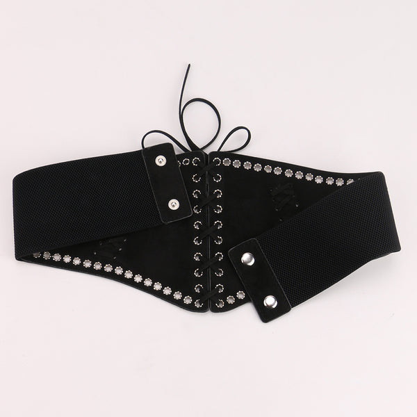 Unique Underbust Lace up Corset,Wide Waist Elastic Corset Belt,