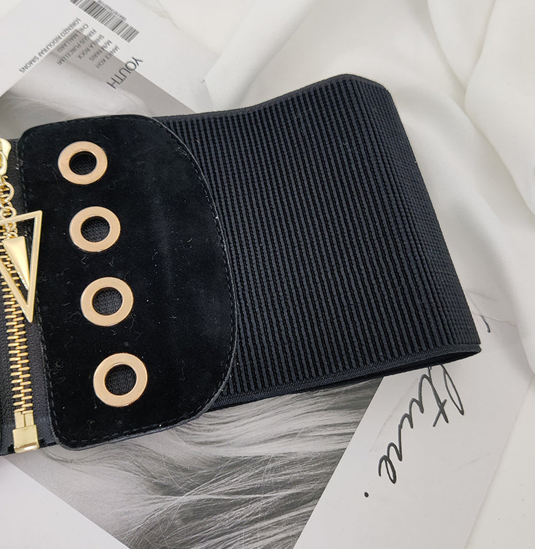 Unique Wide Waist Elastic Corset Belt, Womens Underbust Black Corset,