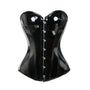 Victorian Overbust Black Corset – Steampunk Latex Corset, Medieval Renaissance Lace-Up Corset