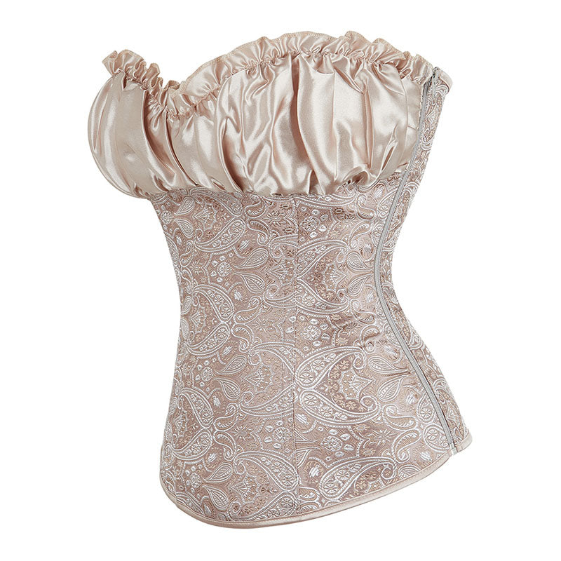 Victorian Renaissance Overbust Corset – Floral Vintage Lace-Up Corset, Elegant Ren Faire Women's Corset