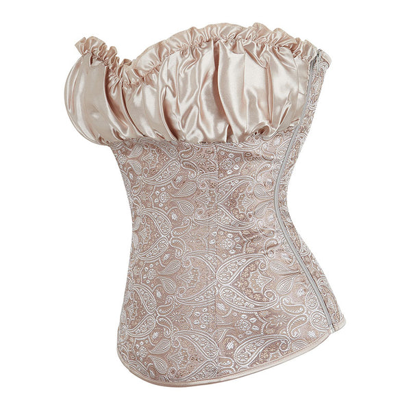 Victorian Renaissance Overbust Corset – Floral Vintage Lace-Up Corset, Elegant Ren Faire Women's Corset