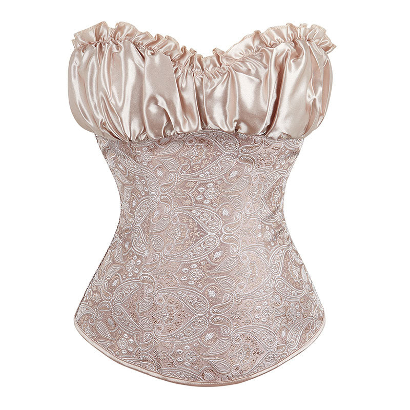 Victorian Renaissance Overbust Corset – Floral Vintage Lace-Up Corset, Elegant Ren Faire Women's Corset