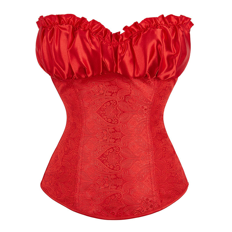 Victorian Renaissance Overbust Corset – Floral Vintage Lace-Up Corset, Elegant Ren Faire Women's Corset