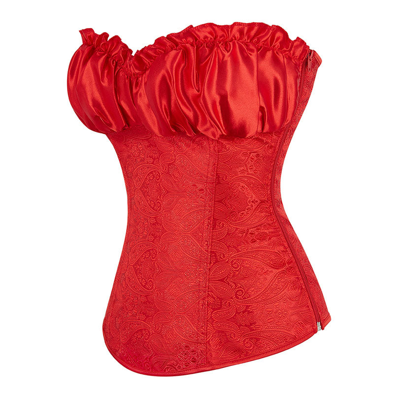Victorian Renaissance Overbust Corset – Floral Vintage Lace-Up Corset, Elegant Ren Faire Women's Corset