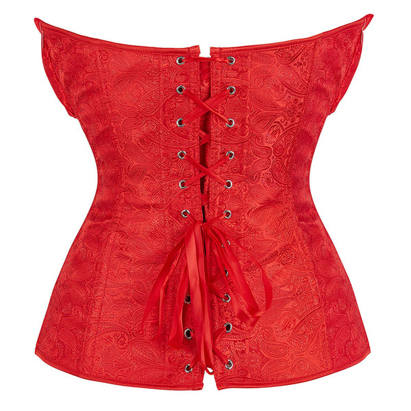 Victorian Renaissance Overbust Corset – Floral Vintage Lace-Up Corset, Elegant Ren Faire Women's Corset