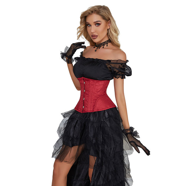 Victorian Renaissance Vintage Corset – Ren Faire Underbust Lace-Up Corset, Medieval Fantasy Goth Corset