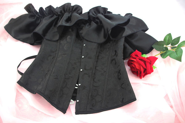 Victorian Renaissance Overbust Corset – Vintage Steampunk Corset,Off Shoulder Ruffles Corset