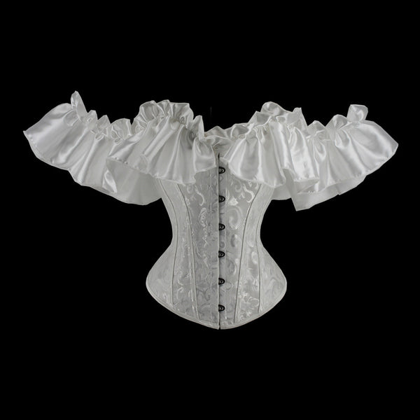 Victorian Renaissance Overbust Corset – Vintage Steampunk Corset,Off Shoulder Ruffles Corset