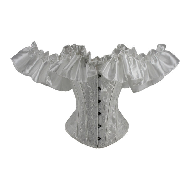 Victorian Renaissance Overbust Corset – Vintage Steampunk Corset,Off Shoulder Ruffles Corset