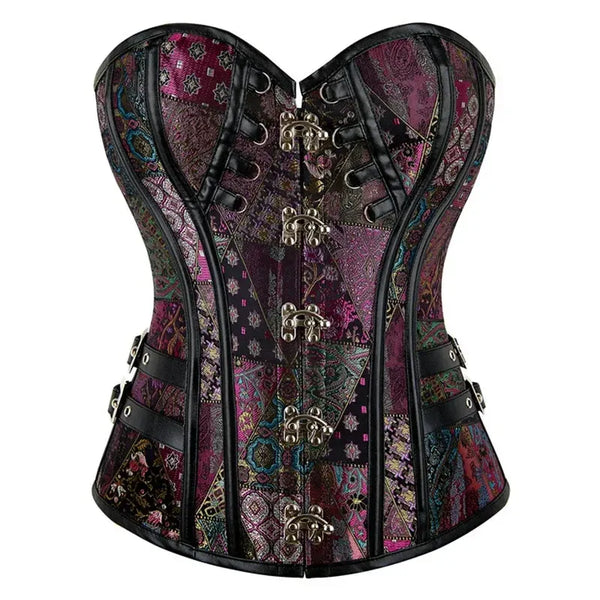 Victorian Vintage Overbust Corset, Renaissance Steampunk Goth Corset,