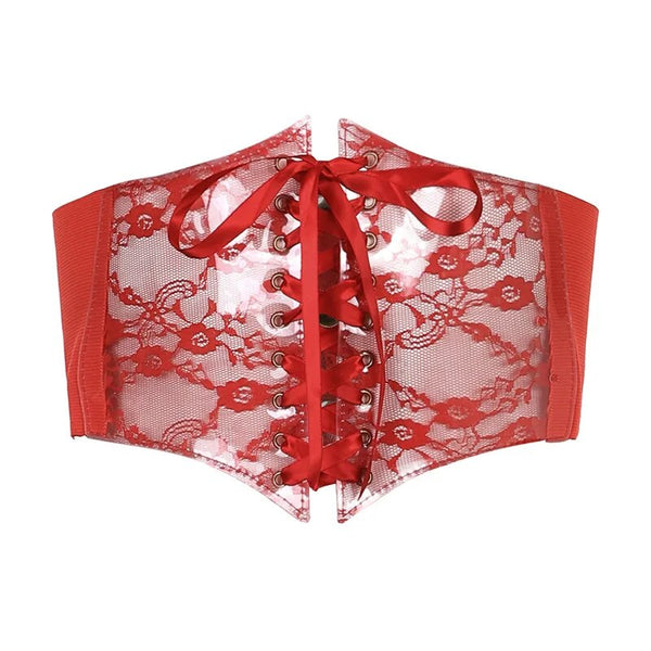 Floral Renaissance underbust Corset, Wide Waist Elastic Corset Belt,