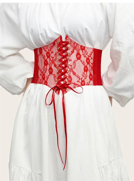 Floral Renaissance underbust Corset, Wide Waist Elastic Corset Belt,