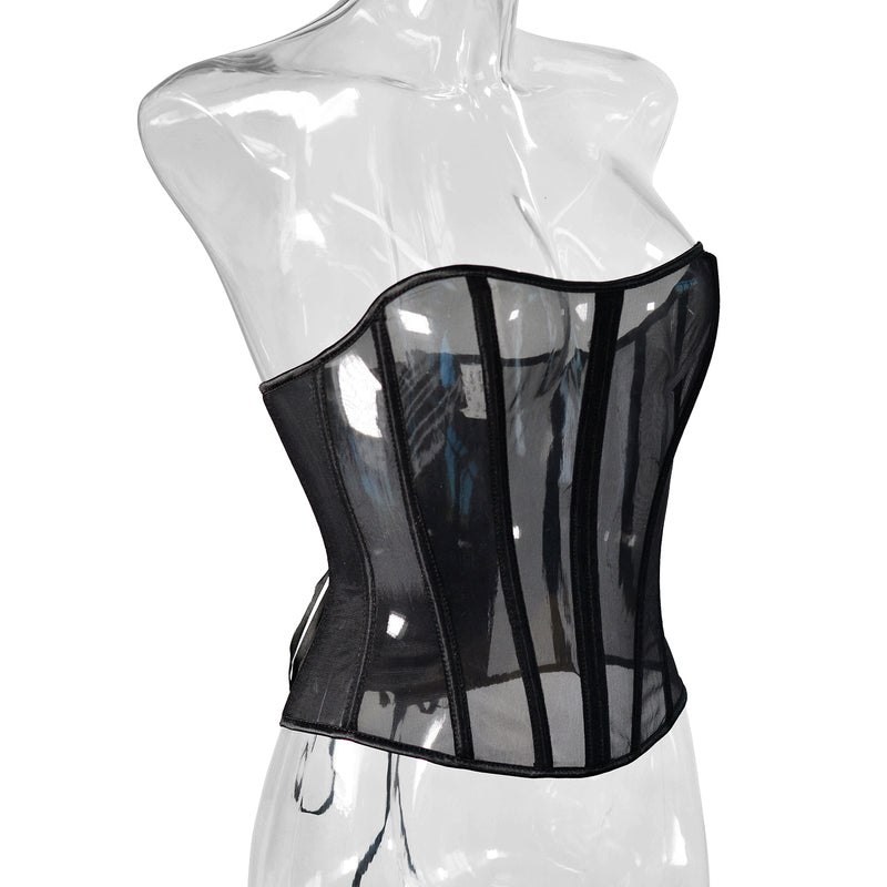 Vintage Victorian Mesh Corset, Renaissance Back Lace up Corset, Retro Overbust Womens Corset