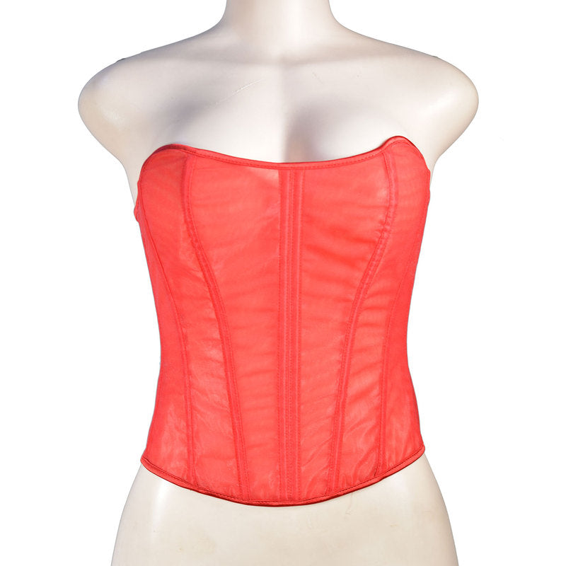 Vintage Victorian Mesh Corset, Renaissance Back Lace up Corset, Retro Overbust Womens Corset