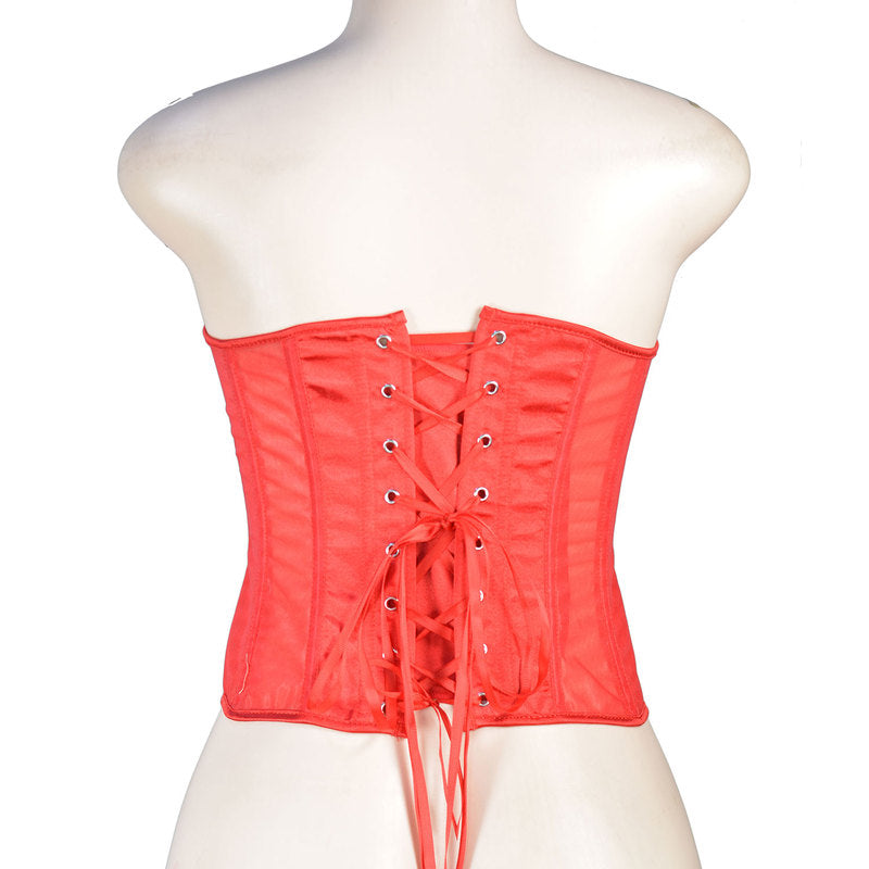 Vintage Victorian Mesh Corset, Renaissance Back Lace up Corset, Retro Overbust Womens Corset