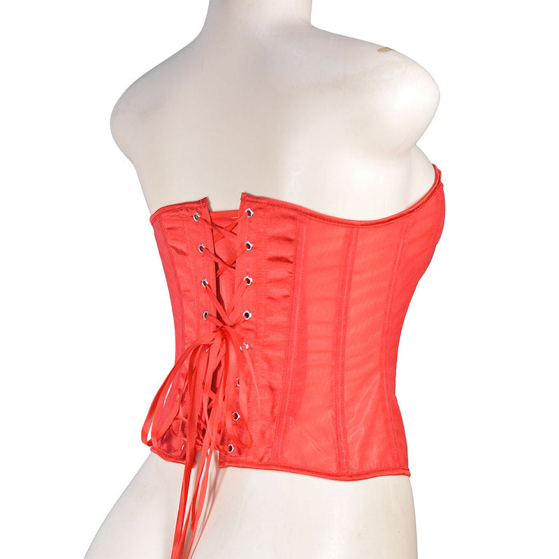 Vintage Victorian Mesh Corset, Renaissance Back Lace up Corset, Retro Overbust Womens Corset