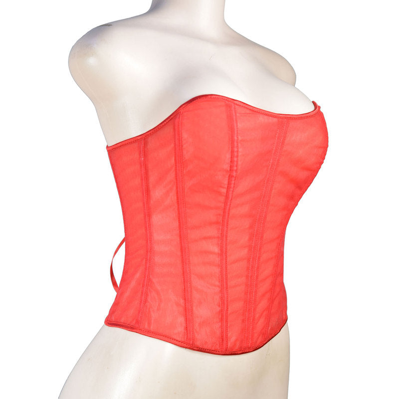 Vintage Victorian Mesh Corset, Renaissance Back Lace up Corset, Retro Overbust Womens Corset