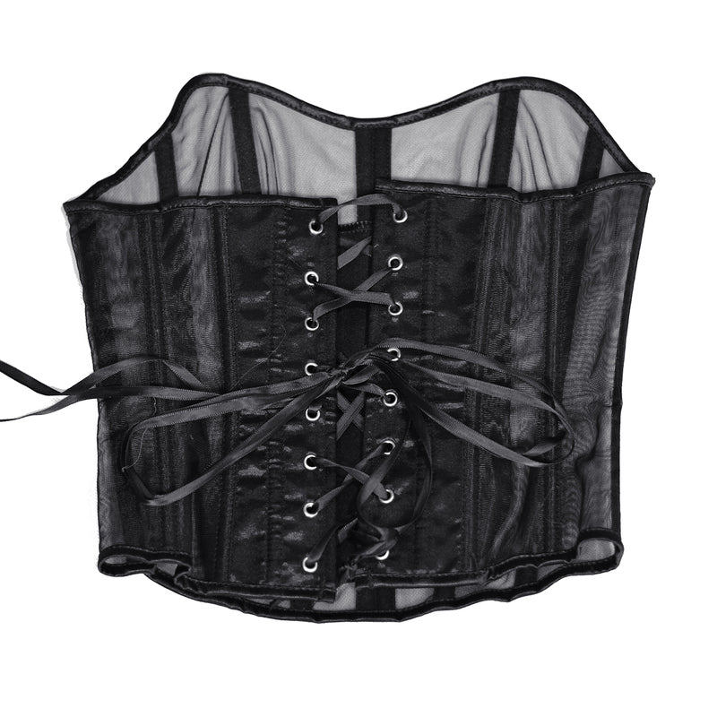 Vintage Victorian Mesh Corset, Renaissance Back Lace up Corset, Retro Overbust Womens Corset