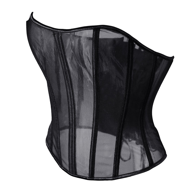 Vintage Victorian Mesh Corset, Renaissance Back Lace up Corset, Retro Overbust Womens Corset