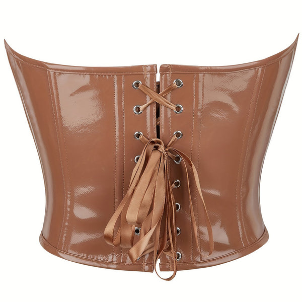 Womens Bustier Corset Crop Top, Unique Overbust Leather Corset,