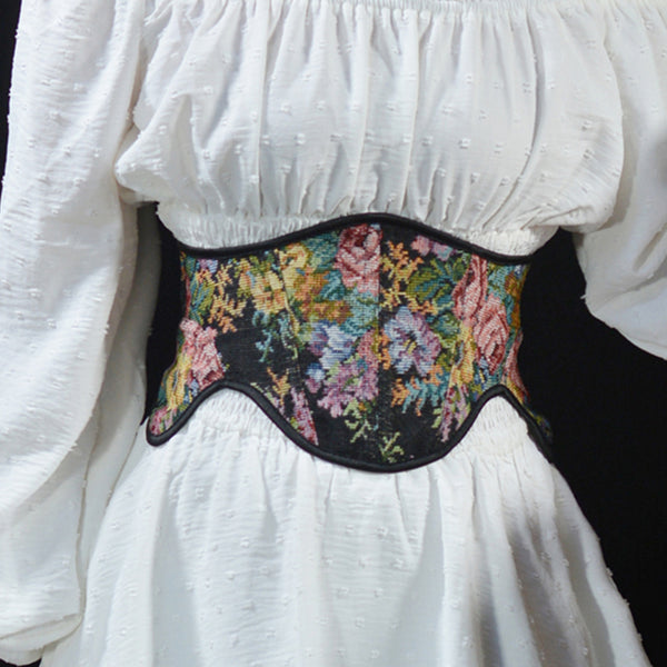Renaissance Underbust Lace-Up Corset – Fairy Floral Milkmaid Corset Belt, Elegant Unique Corset Belt